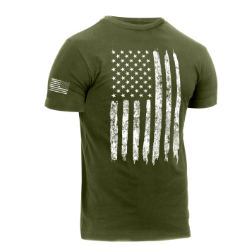 T-Shirt Distressed US Flag Athletic Fit, Rothco, olive, XL