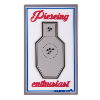 Patch "Piercing Enthusiast", Helikon, PVC, Blanc