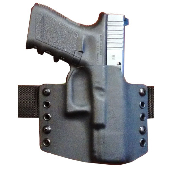 Étui en kydex sur mesure de RH Holsters, Glock 26, côté droit, noir base, noir, demi-sweatguard