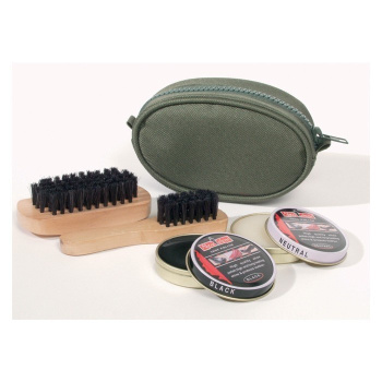 Kit de nettoyage de chaussures avec étui, olive, Mil-Tec