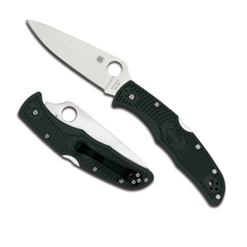 Couteau Spyderco Endura 4, tranchant lisse, manche vert FRN, acier ZDP-189