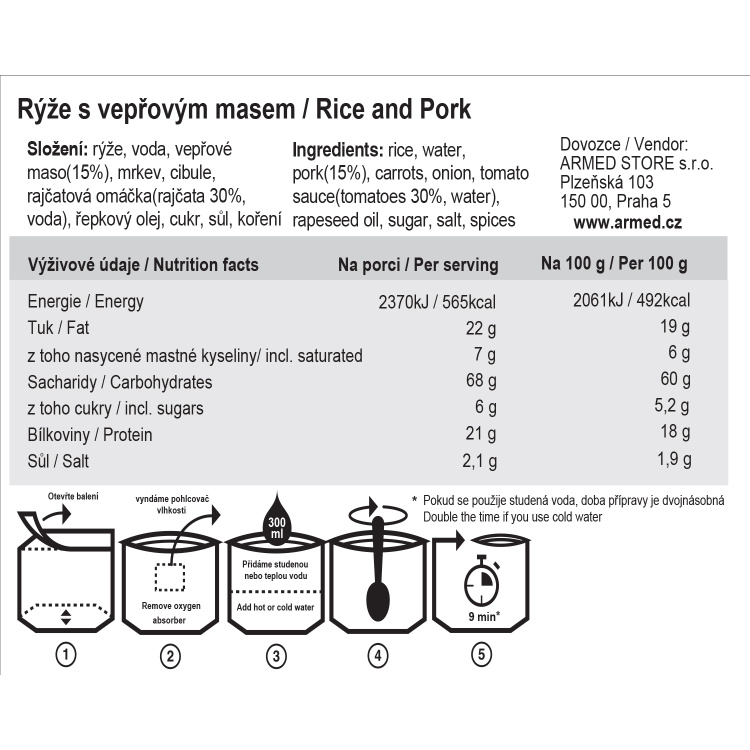 Aliments déshydratés - riz au porc, Tactical Foodpack