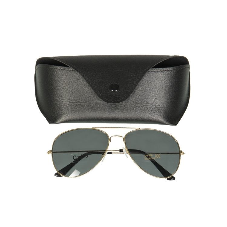 Lunettes de soleil de pilote U.S. Gold, avec étui, Mil-Tec