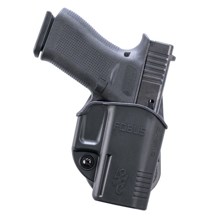 Étui en polymère pour le pistolet Glock 43, droit, à paddle, de la marque Fobus.