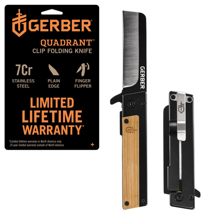 Couteau pliant Gerber Quadrant Modern Folding, manche en bambou