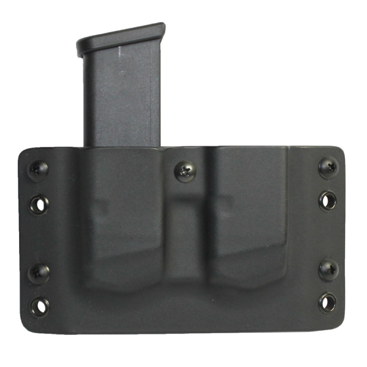 Étui Kydex, 2x chargeurs Glock 17, extérieur, côté droit, sans sweatguard, noir, passant de ceinture de 45 mm, RH Holster.