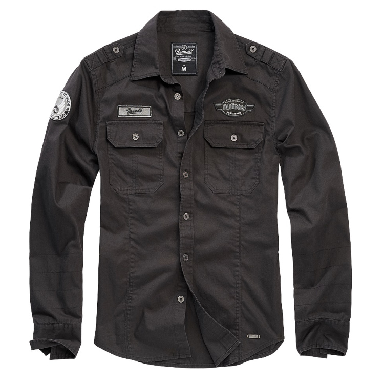 Chemise Luis Vintageshirt, Brandit, noir