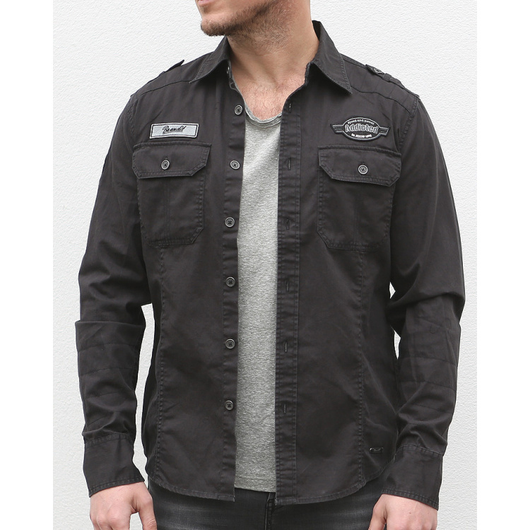 Chemise Luis Vintageshirt, Brandit, noir