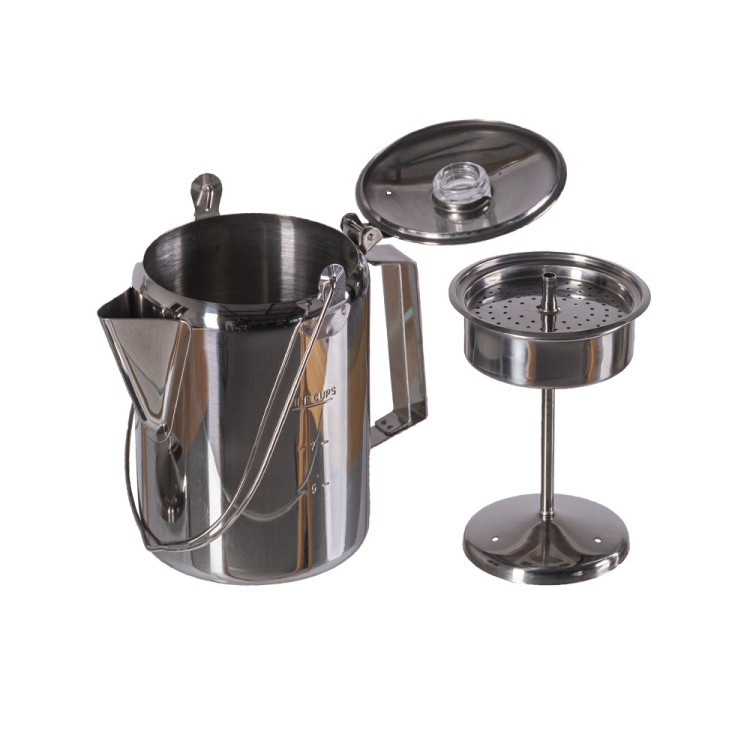 Bouilloire inox avec percolateur pour 9 tasses, Mil-Tec