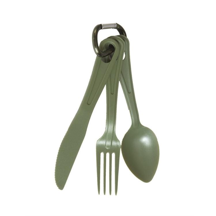 Set de couverts trois pièces US Lexan sur mousqueton, Mil-Tec