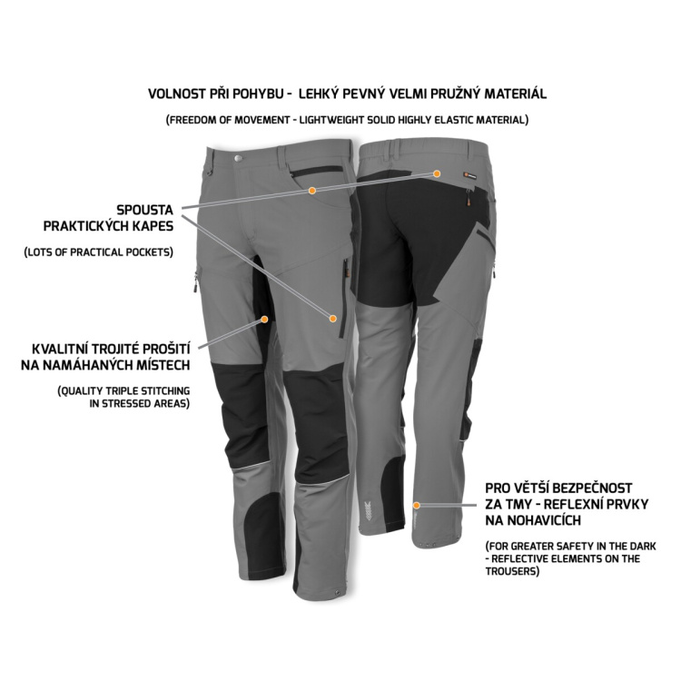 Pantalon stretch outdoor FOBOS gris/noir, Promacher