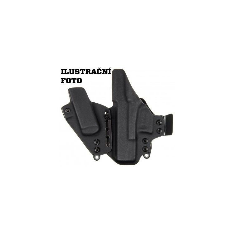 Étui Kydex interne pour Glock 19 gen 5 + TLR-7A + chargeur, sweatguard complet, noir, crochets en plastique de 40 mm, RH Holsters