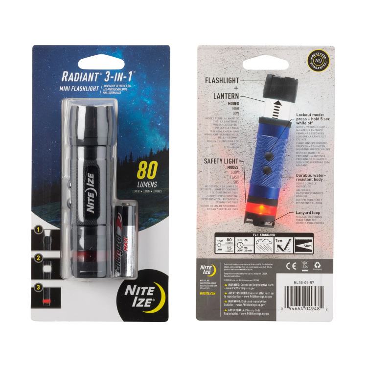 Mini lampe LED multifonctionnelle Radiant® 3v1, Nite Ize, noire