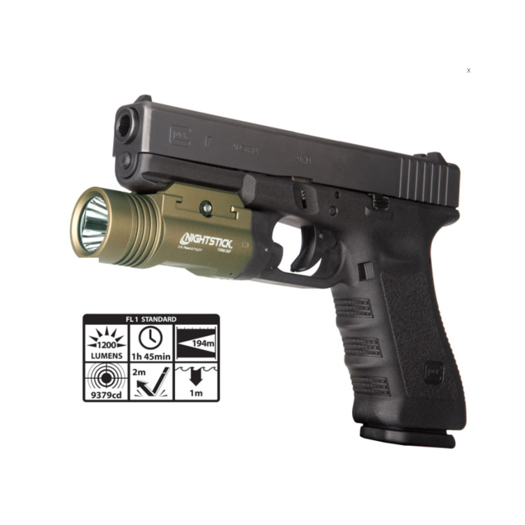 Lampe tactique pour pistolets avec rails TWM-30F, programmable, Nightstick, vert ODG