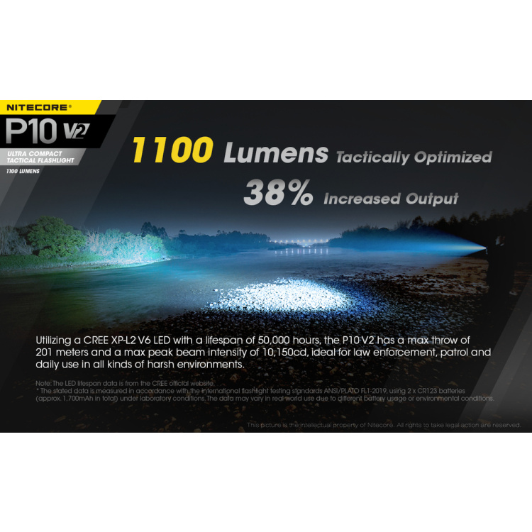 Lampe de poche P10 V2, Nitecore, 1100 lm, set