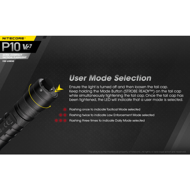 Lampe de poche P10 V2, Nitecore, 1100 lm, set