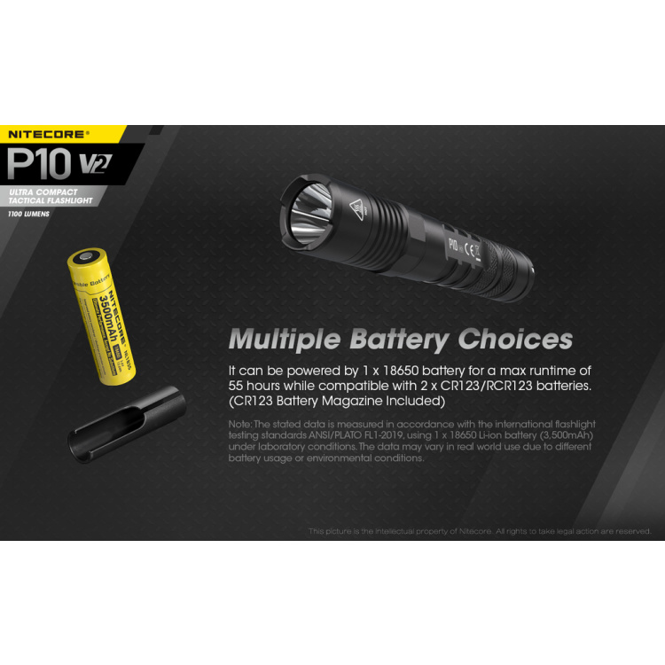 Lampe de poche P10 V2, Nitecore, 1100 lm, set