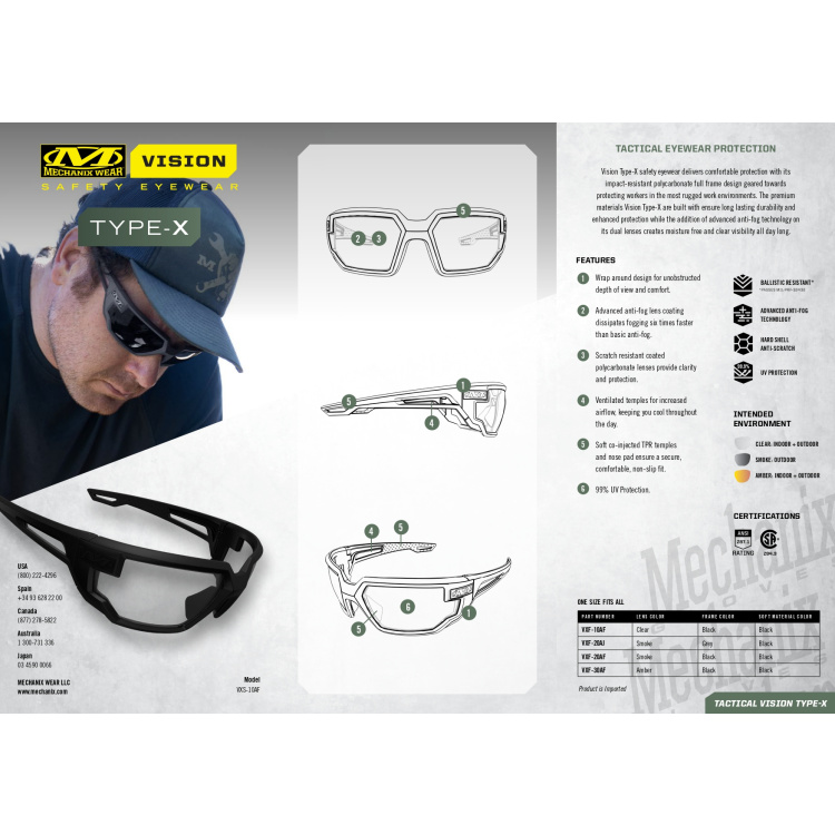 Lunettes balistiques brýle Wear TYPE-X, Mechanix