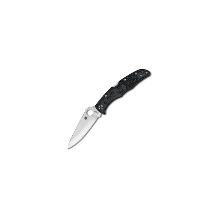 Couteau Spyderco Endura 4, tranchant lisse, manche noir FRN