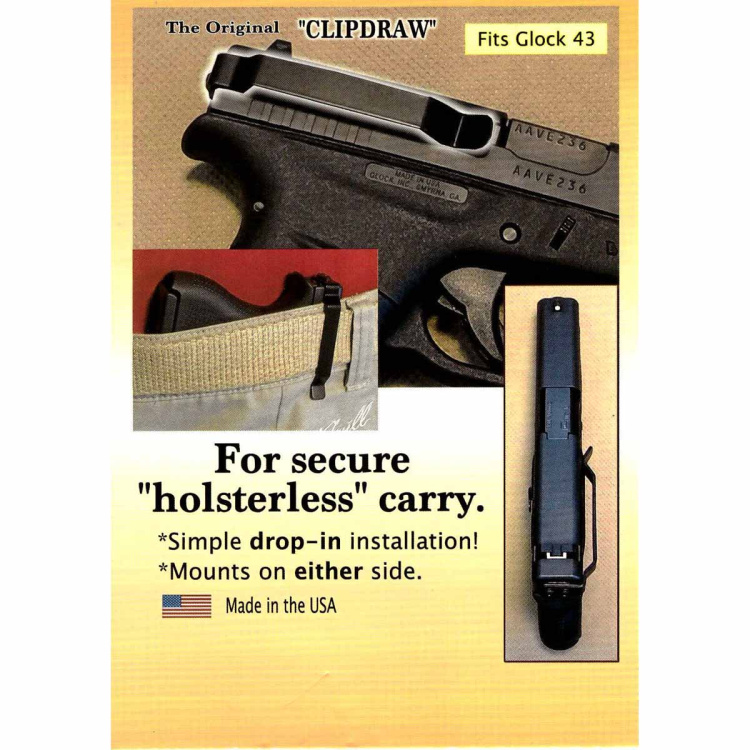 Clipdraw clip pour le port dissimulé d&#039;un pistolet Glock 43, 43X, 48