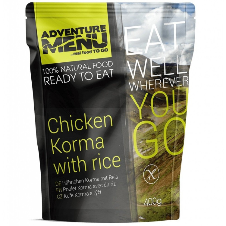 Le poulet Korma avec du riz, sans gluten, Adventure Menu