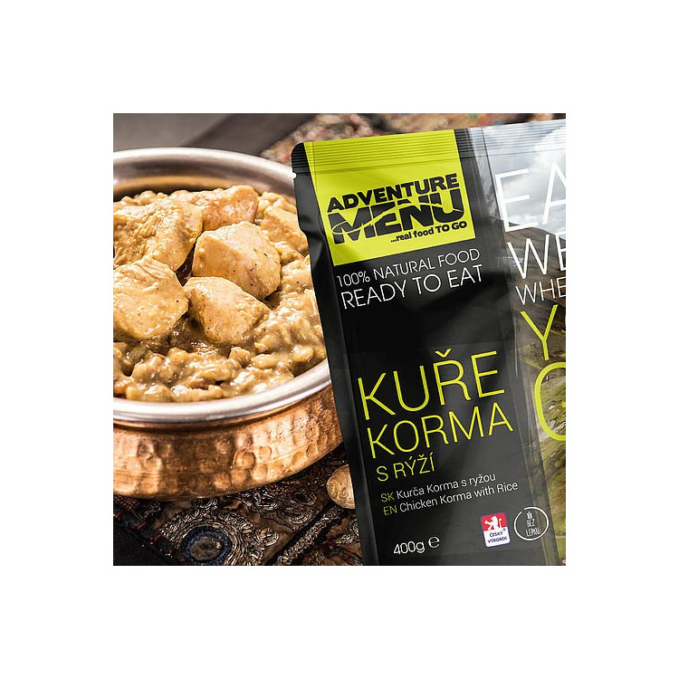 Le poulet Korma avec du riz, sans gluten, Adventure Menu