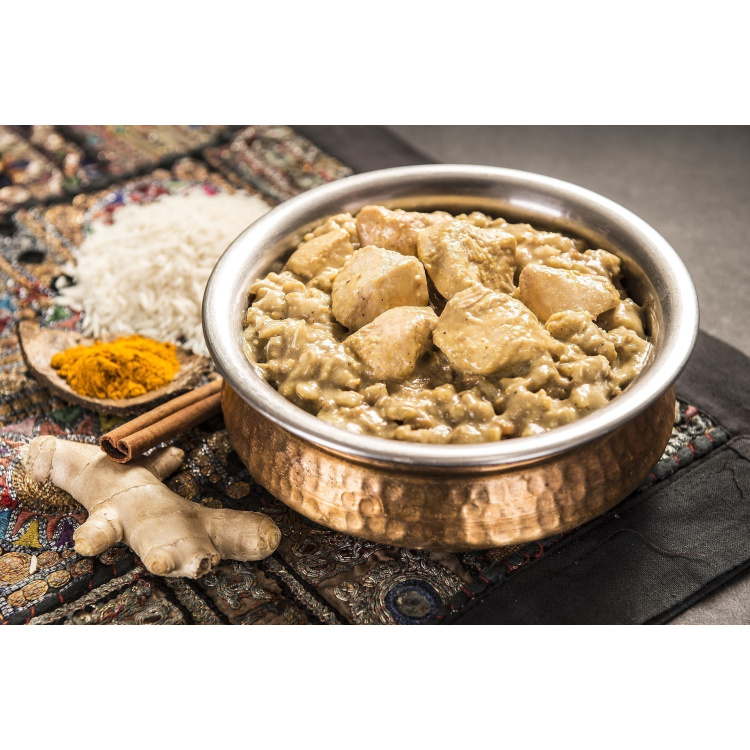 Le poulet Korma avec du riz, sans gluten, Adventure Menu