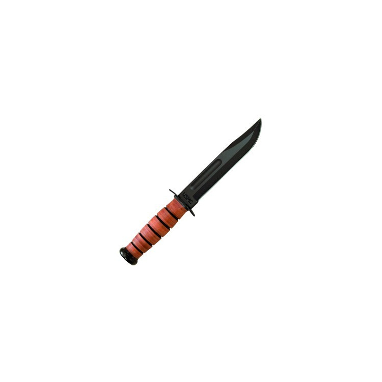 Couteau militaire Ka-Bar USMC, tranchant lisse, étui en cuir